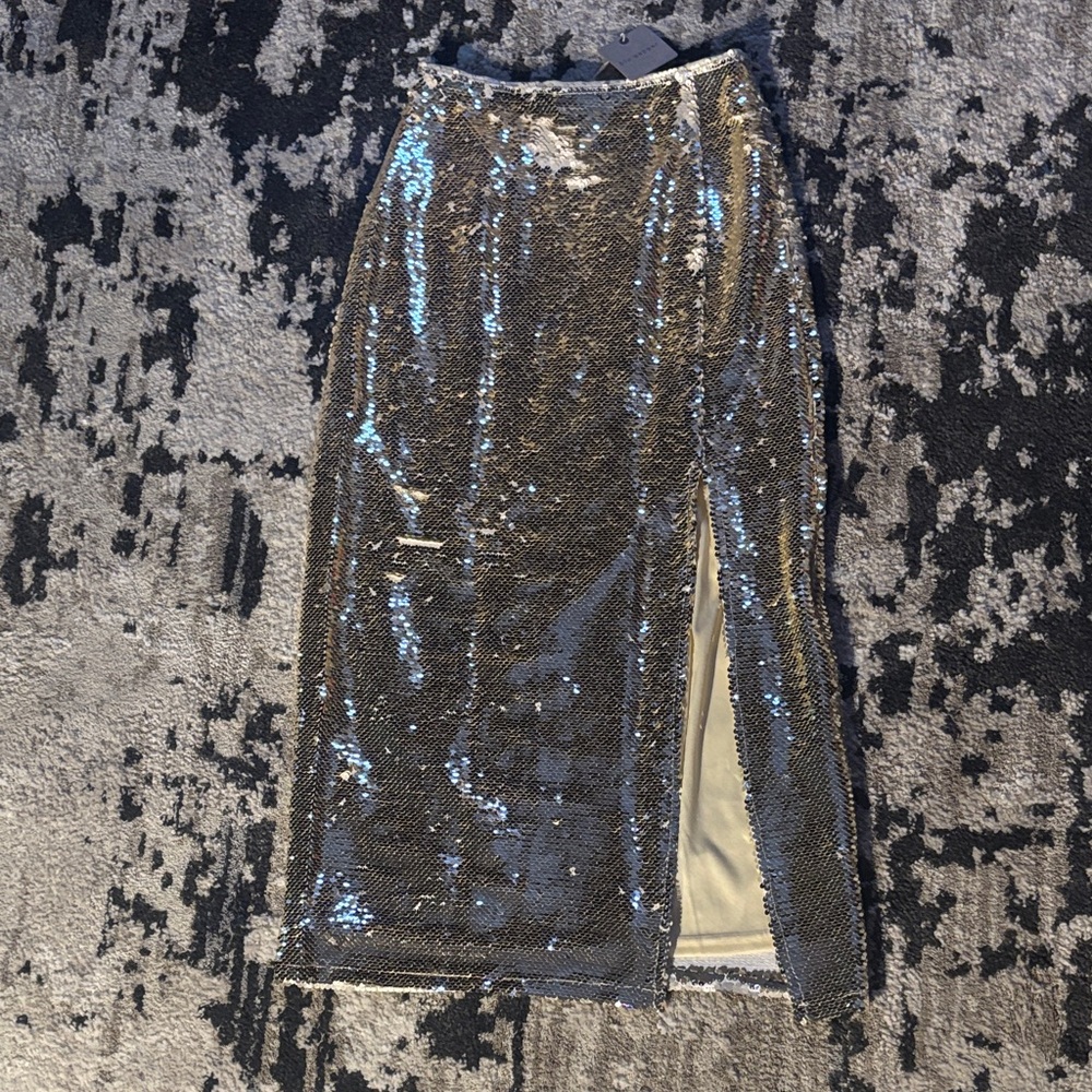Blu Pepper Silver Sequin Pencil Skirt